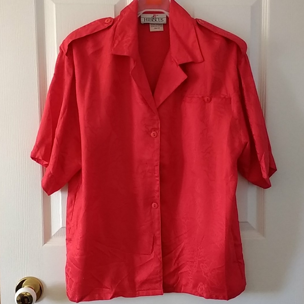 Cherry Red Blouse w/Epalets Size 5/6